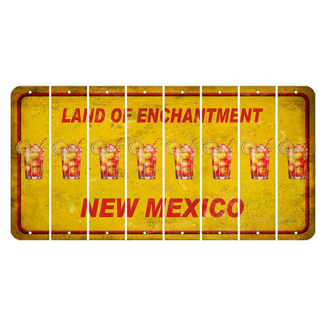 New Mexico Yellow Land of Enchantment Cut License Plate Strips (Set of 8) Cocktail