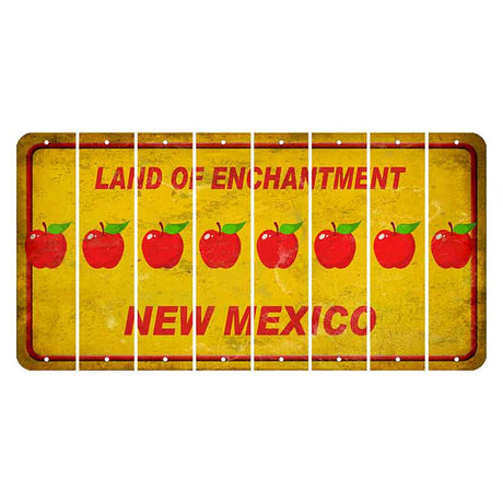 New Mexico Yellow Land of Enchantment Cut License Plate Strips (Set of 8) Apple