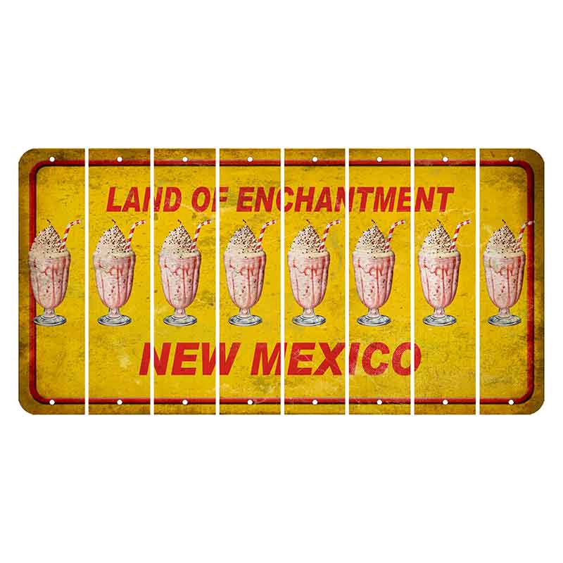 New Mexico Yellow Land of Enchantment Cut License Plate Strips (Set of 8) Milkshake