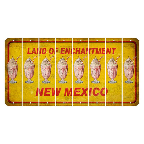 New Mexico Yellow Land of Enchantment Cut License Plate Strips (Set of 8) Milkshake