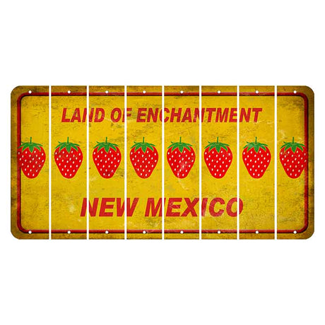 New Mexico Yellow Land of Enchantment Cut License Plate Strips (Set of 8) Strawberry