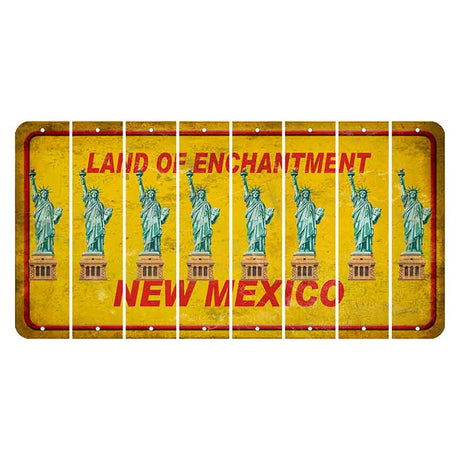 New Mexico Yellow Land of Enchantment Cut License Plate Strips (Set of 8) Statue of Liberty