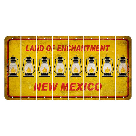 New Mexico Yellow Land of Enchantment Cut License Plate Strips (Set of 8) Lantern