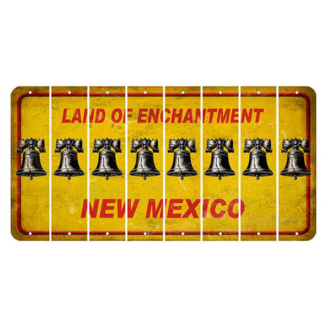 New Mexico Yellow Land of Enchantment Cut License Plate Strips (Set of 8) Liberty Bell