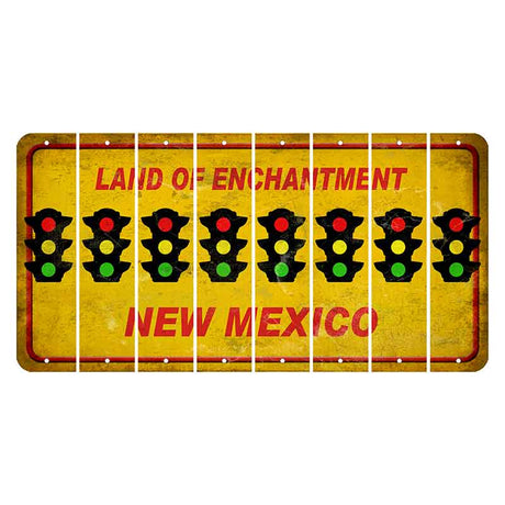 New Mexico Yellow Land of Enchantment Cut License Plate Strips (Set of 8) Traffic Light