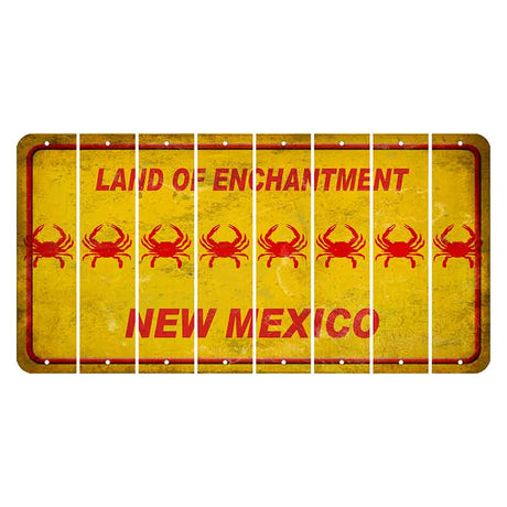 New Mexico Yellow Land of Enchantment Cut License Plate Strips (Set of 8) Crab