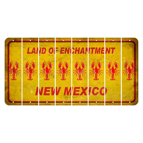 New Mexico Yellow Land of Enchantment Cut License Plate Strips (Set of 8) Lobster