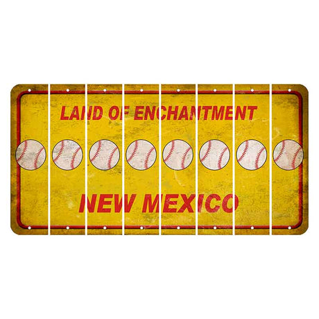 New Mexico Yellow Land of Enchantment Cut License Plate Strips (Set of 8) Baseball