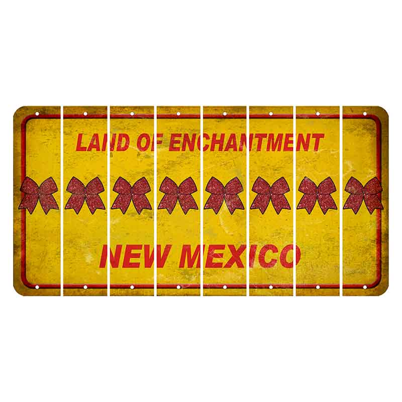 New Mexico Yellow Land of Enchantment Cut License Plate Strips (Set of 8) Cheer Bow