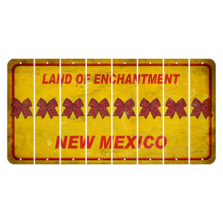 New Mexico Yellow Land of Enchantment Cut License Plate Strips (Set of 8) Cheer Bow