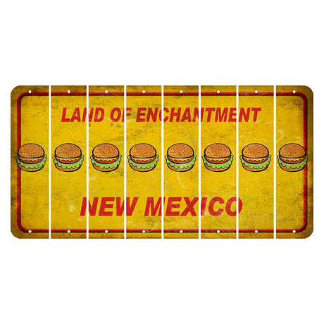 New Mexico Yellow Land of Enchantment Cut License Plate Strips (Set of 8) Hamburger