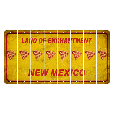 New Mexico Yellow Land of Enchantment Cut License Plate Strips (Set of 8) Pizza