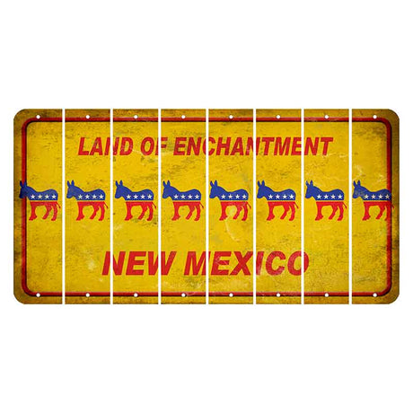 New Mexico Yellow Land of Enchantment Cut License Plate Strips (Set of 8) Democrat