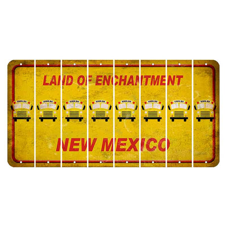 New Mexico Yellow Land of Enchantment Cut License Plate Strips (Set of 8) School Bus