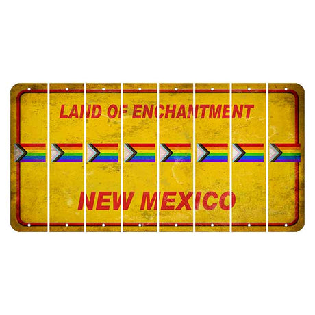 New Mexico Yellow Land of Enchantment Cut License Plate Strips (Set of 8) LGBTQ Flag