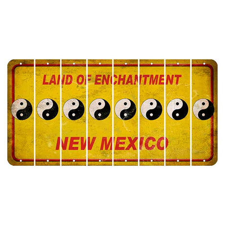 New Mexico Yellow Land of Enchantment Cut License Plate Strips (Set of 8) Yin Yang