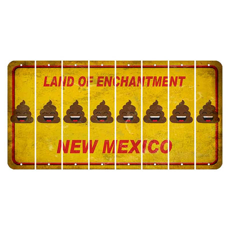 New Mexico Yellow Land of Enchantment Cut License Plate Strips (Set of 8) Emoji - Poop