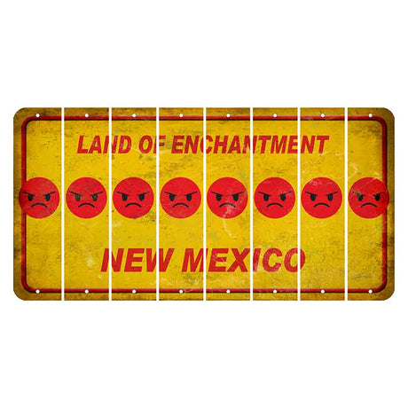 New Mexico Yellow Land of Enchantment Cut License Plate Strips (Set of 8) Emoji - Angry