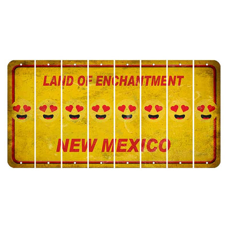 New Mexico Yellow Land of Enchantment Cut License Plate Strips (Set of 8) Emoji - Heart Eyes