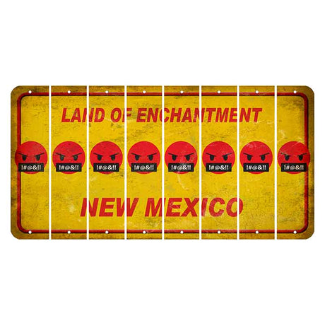 New Mexico Yellow Land of Enchantment Cut License Plate Strips (Set of 8) Emoji - Pissed