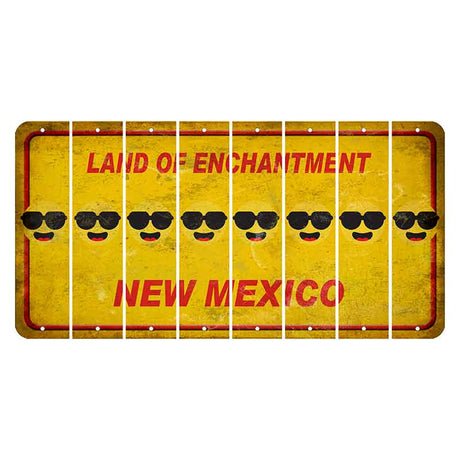 New Mexico Yellow Land of Enchantment Cut License Plate Strips (Set of 8) Emoji - Shades