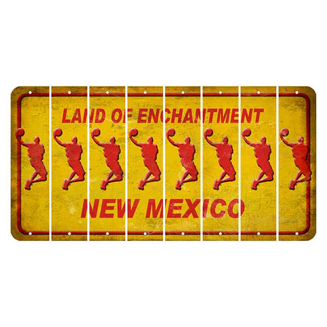 New Mexico Yellow Land of Enchantment Cut License Plate Strips (Set of 8) Basketball Player