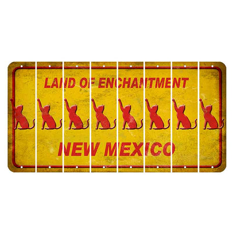 New Mexico Yellow Land of Enchantment Cut License Plate Strips (Set of 8) Cat