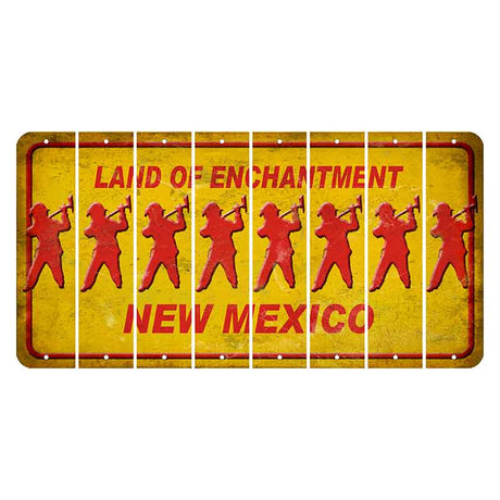 New Mexico Yellow Land of Enchantment Cut License Plate Strips (Set of 8) Fireman with Axe