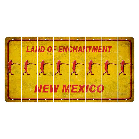 New Mexico Yellow Land of Enchantment Cut License Plate Strips (Set of 8) Softball Batter