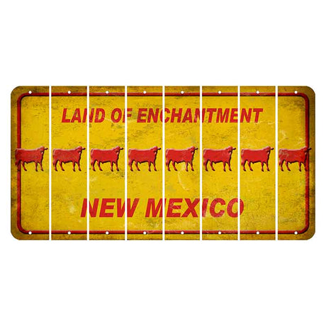 New Mexico Yellow Land of Enchantment Cut License Plate Strips (Set of 8) Dairy Cow