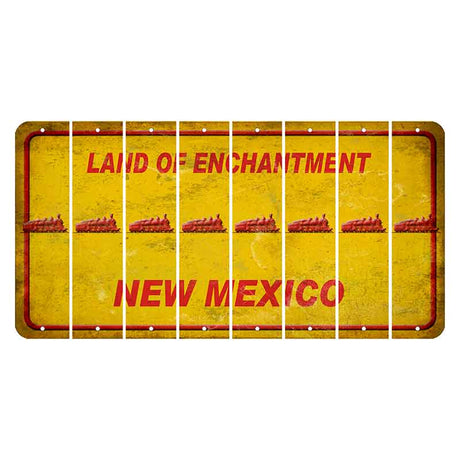 New Mexico Yellow Land of Enchantment Cut License Plate Strips (Set of 8) Train