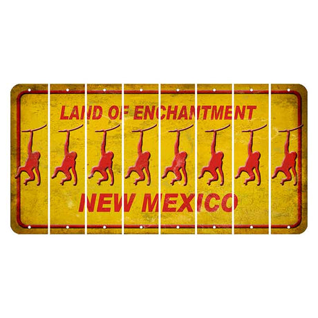 New Mexico Yellow Land of Enchantment Cut License Plate Strips (Set of 8) Monkey