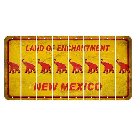 New Mexico Yellow Land of Enchantment Cut License Plate Strips (Set of 8) Elephant