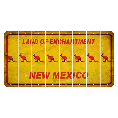 New Mexico Yellow Land of Enchantment Cut License Plate Strips (Set of 8) Kangaroo