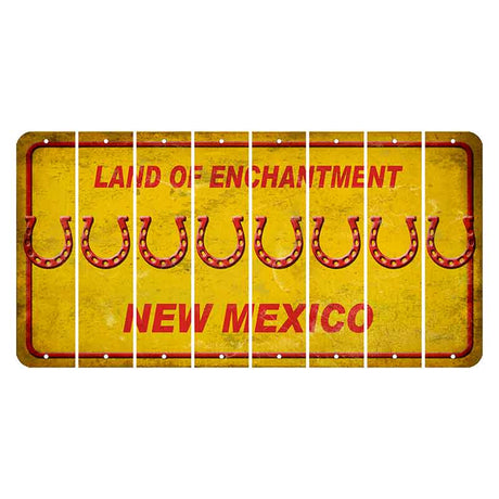 New Mexico Yellow Land of Enchantment Cut License Plate Strips (Set of 8) Horseshoe