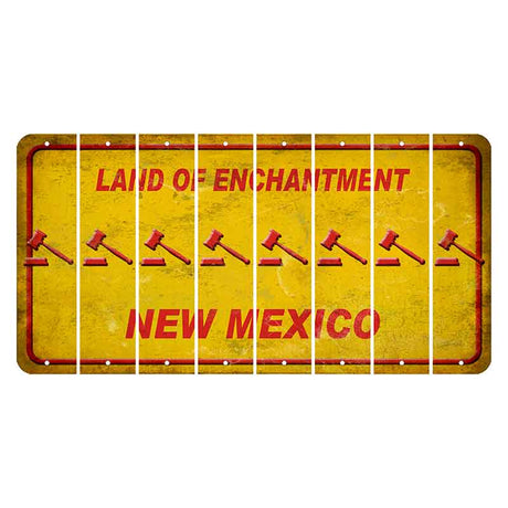 New Mexico Yellow Land of Enchantment Cut License Plate Strips (Set of 8) Gavel