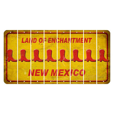 New Mexico Yellow Land of Enchantment Cut License Plate Strips (Set of 8) Cowboy Boot