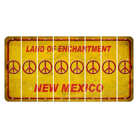 New Mexico Yellow Land of Enchantment Cut License Plate Strips (Set of 8) Peace Sign