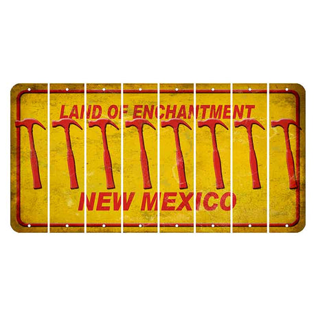 New Mexico Yellow Land of Enchantment Cut License Plate Strips (Set of 8) Hammer