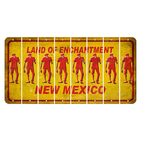 New Mexico Yellow Land of Enchantment Cut License Plate Strips (Set of 8) Zombie