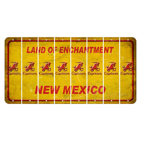 New Mexico Yellow Land of Enchantment Cut License Plate Strips (Set of 8) Zodiac Sign - Capricorn