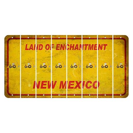 New Mexico Yellow Land of Enchantment Cut License Plate Strips (Set of 8) Backhoe