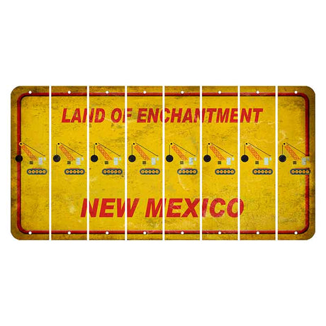 New Mexico Yellow Land of Enchantment Cut License Plate Strips (Set of 8) Wrecking Ball Crane