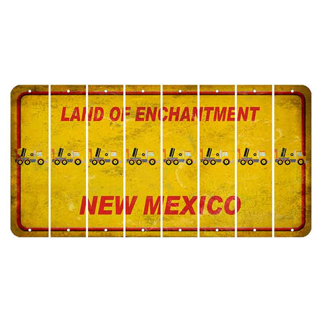 New Mexico Yellow Land of Enchantment Cut License Plate Strips (Set of 8) Cement Truck