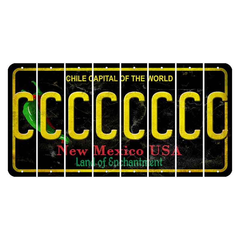 New Mexico Black Chile Cut License Plate Strips (Set of 8) C