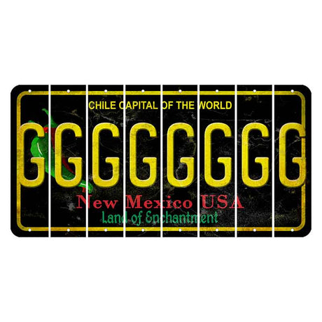 New Mexico Black Chile Cut License Plate Strips (Set of 8) G