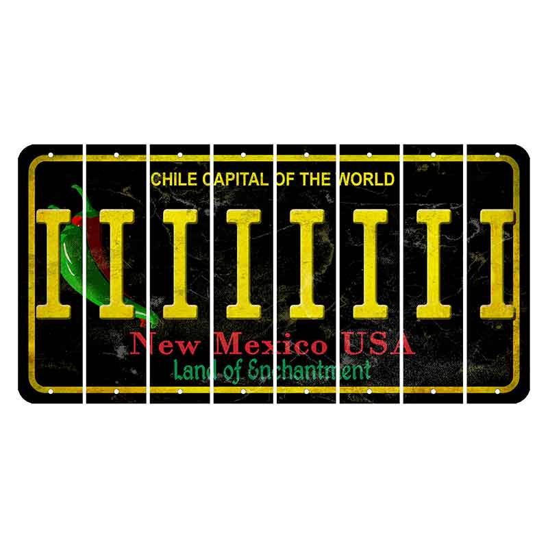 New Mexico Black Chile Cut License Plate Strips (Set of 8) I