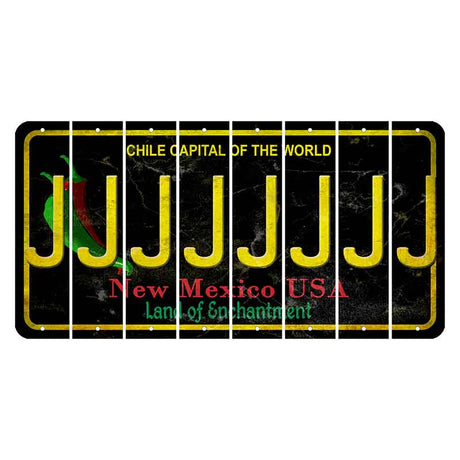 New Mexico Black Chile Cut License Plate Strips (Set of 8) J