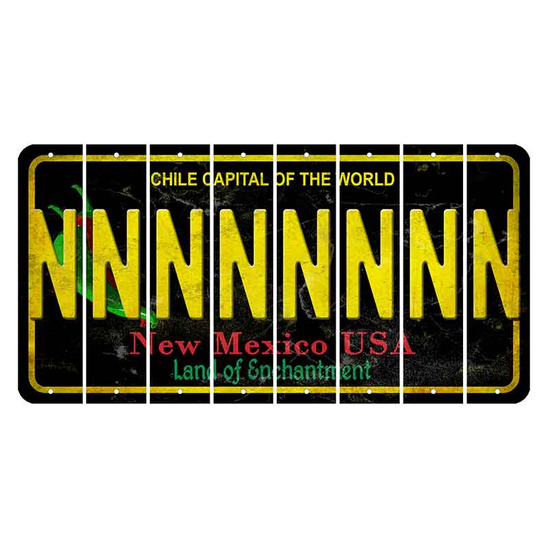 New Mexico Black Chile Cut License Plate Strips (Set of 8) N