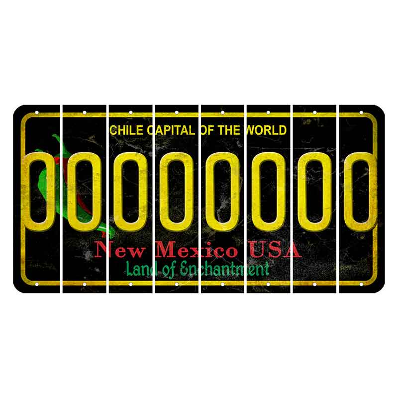 New Mexico Black Chile Cut License Plate Strips (Set of 8) O